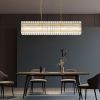 Modern Rectangular Crystal Glass Chandelier, 10-Lights Glod Chandelier Lighting Contemporary Pendant Ceiling Light Fixture for Dining Room Living Roo
