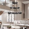 (Same as:W1340119961/W1340P206660/L001005-D1140-P27B)45" Retro Industrial Style 3-Layer Pendant Light, 27-Lights Black Farmhouse Pendant, Suitable fo