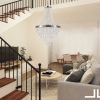 20" Chrome Crystal Chandelier with Adjustable Height, Modern Ceiling Light Fixture for Living Room, Dining Room, Staircase, 11-Light E12 Bulb Base (N
