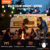 VEVOR RGB Outdoor String Lights, 50FT, Outside Patio Lights with APP Control 15 Bulbs, 15 Single-Color Adjustable Brightness Time Setting, Waterproof