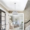 16" Elegant Crystal Pendant Chandelier with Chrome Finish – 7-Light Drum Light Fixture with Clear Crystal Strands for Dining Room, Living Room, or Be