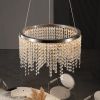 16-inch Luxury Crystal LED Chandelier - Adjustable Height and Color Temperature (3000K-6000K) - Modern Chandelier for Living Room, Dining Room and Be