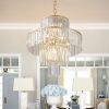 (Same as W1340126461/L5023) 20" Luxury 4-Tier Crystal Chandelier, 12-Light Gold Frame Pendant Light, Elegant Ceiling Lighting for Living Room, Dining