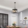 (Same as W1340111204/L1010) 16" Black Gold Industrial 4-Light Pendant Chandelier, Modern Metal Cage Design, Adjustable Hanging Light for Dining Room,
