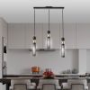 25" Modern Black and Gold 3-Light Pendant Chandelier, Adjustable Hanging Lights with Cylindrical Mesh Shades, E26 Base, Ideal for Dining Room, Kitche