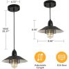 Farmhouse Vintage Pendant Light Black Fixture Pendant Lights with Spring Frame Adjustable Metal Hanging Lamp for Kitchen Island Dining Room Bedroom L