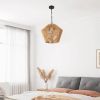 Boho Hemp Rope Pendant Light, Handcrafted Farmhouse Hanging Light Fixture for Kitchen Island, Dining Room, or Bedroom, Natural Finish, Adjustable Hei