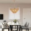 (Same as W1340P155977/L1019-5) 24" Modern 5-Layer Woven Hemp Rope Chandelier, Boho Style Pendant Light, Elegant Hanging Light Fixture for Living Room