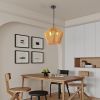 Boho Hemp Rope Pendant Light, Handcrafted Farmhouse Hanging Light Fixture for Kitchen Island, Dining Room, or Bedroom, Natural Finish, Adjustable Hei