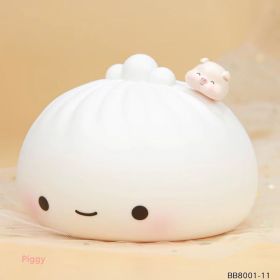1pc Cute Dumpling Night Light, Silicone Cute Bun Lamp With Touch Control, Kawaii Nursery Light For Room Bedroom Home Decor, Valentine's Day Birthday (Items: White Pig)