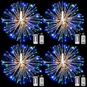 4 Packs; Fairy String Lights Christmas Lights; 90LED 8 Modes Dimmable String Fairy Lights With Remote Control; Waterproof Copper Wire Decorative Hang (Color: Multicolor)