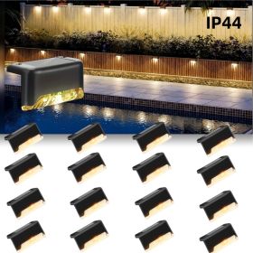 32/16 PCS Decorative Light Solar Energy Waterproof and Dustproof Light Source Sensing Suitable for Shopping Malls Guardrails Decks Stairs Gardens Cour (Color: Warm lights-16PCS)