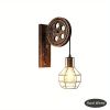 Retro Industrial Wall Sconce, 1Pack Antique Brass Vintage Plug In Wall Lighting, Industrial Lantern Retro Lamp Metal Wall Light Fixtures For Bedside