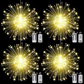 4 Packs; Fairy String Lights Christmas Lights; 90LED 8 Modes Dimmable String Fairy Lights With Remote Control; Waterproof Copper Wire Decorative Hang (Color: Warm LED)