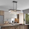 Chandeliers,Rectangular Crystal Chandelier Adjustable,E12 Modern Industrial Crystal Lights,Farmhouse Iron Ceiling Hanging Light for Kitchen Living Ro