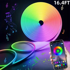 16.4/32.8Ft Neon Rope Lights,Flexible Led Rope Lights Control with App/Remote,Multiple Modes Rope Lights,Music Sync Light Strip for Bedroom (size: 16.4FT)