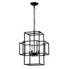 4-Light Metal Lantern Tiered Pendant Hanging Light Fixtures, Industrial Farmhouse Adjustable Height Chandeliers for Dining Room Hallway Foyer Entrywa
