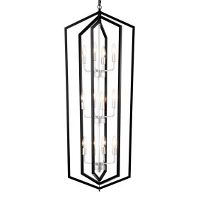 12-Light Farmhouse Kitchen Chandeliers, Matte Black and Sliver Vintage Rustic Cage Light Fixture Adjustable Height Chandeliers for Dining Room Hallwa (Color: as Pic)