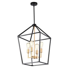 4 Light pendant light (Color: Black)