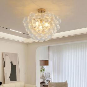 20-Inch Gold Ceiling Pendant Light with Threaded Clear Glass Globe Shade – Ideal for Living Room, Dining Room, Kitchen (Non Adjustable Height, No Bul (Color: gold, Material: Iron)