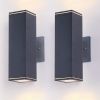 mirrea Modern Outdoor Porch Light Patio Light in 2 Lights with Aluminum Rectangular Tube and Tempered Glass Cover Waterproof Wall Sconce 2 Pack (Matt