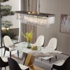 Chandeliers,Rectangular Crystal Chandelier Adjustable,E12 Modern Industrial Crystal Lights,Farmhouse Iron Ceiling Hanging Light for Kitchen Living Ro
