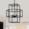 4-Light Metal Lantern Tiered Pendant Hanging Light Fixtures, Industrial Farmhouse Adjustable Height Chandeliers for Dining Room Hallway Foyer Entrywa