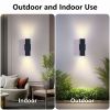 mirrea Modern Outdoor Porch Light Patio Light in 2 Lights with Aluminum Rectangular Tube and Tempered Glass Cover Waterproof Wall Sconce 2 Pack (Matt