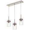 Kitchen Pendant Lighting Over Island 3 Lights Linear Chandelier Matte Black/ Brushed Nickel Finish Dining Room Light Fixtures Ceiling Hanging Lamp wi