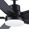 52 in. Integrated LED Farmhouse Indoor/Outdoor Black Smart Ceiling Fan with Remote Control