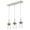 Kitchen Pendant Lighting Over Island 3 Lights Linear Chandelier Matte Black/ Brushed Nickel Finish Dining Room Light Fixtures Ceiling Hanging Lamp wi